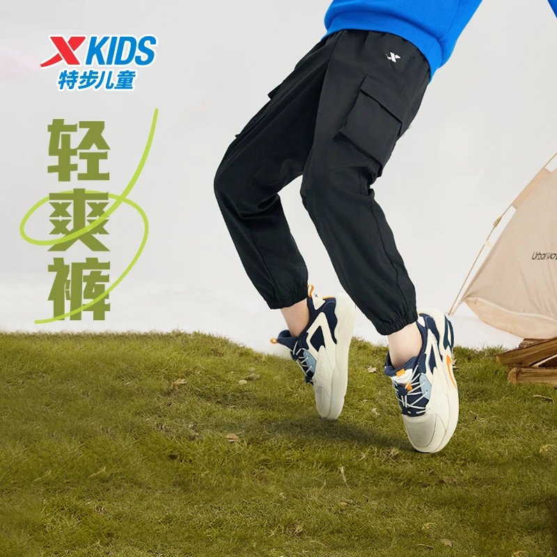 特步儿童冬季新款运动长裤大童时尚轻盈潮流工装裤676326669061
