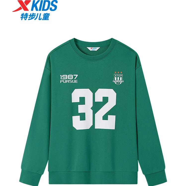 特步儿童2025年冬季新款时尚百搭圆领套头卫衣上衣676325209077