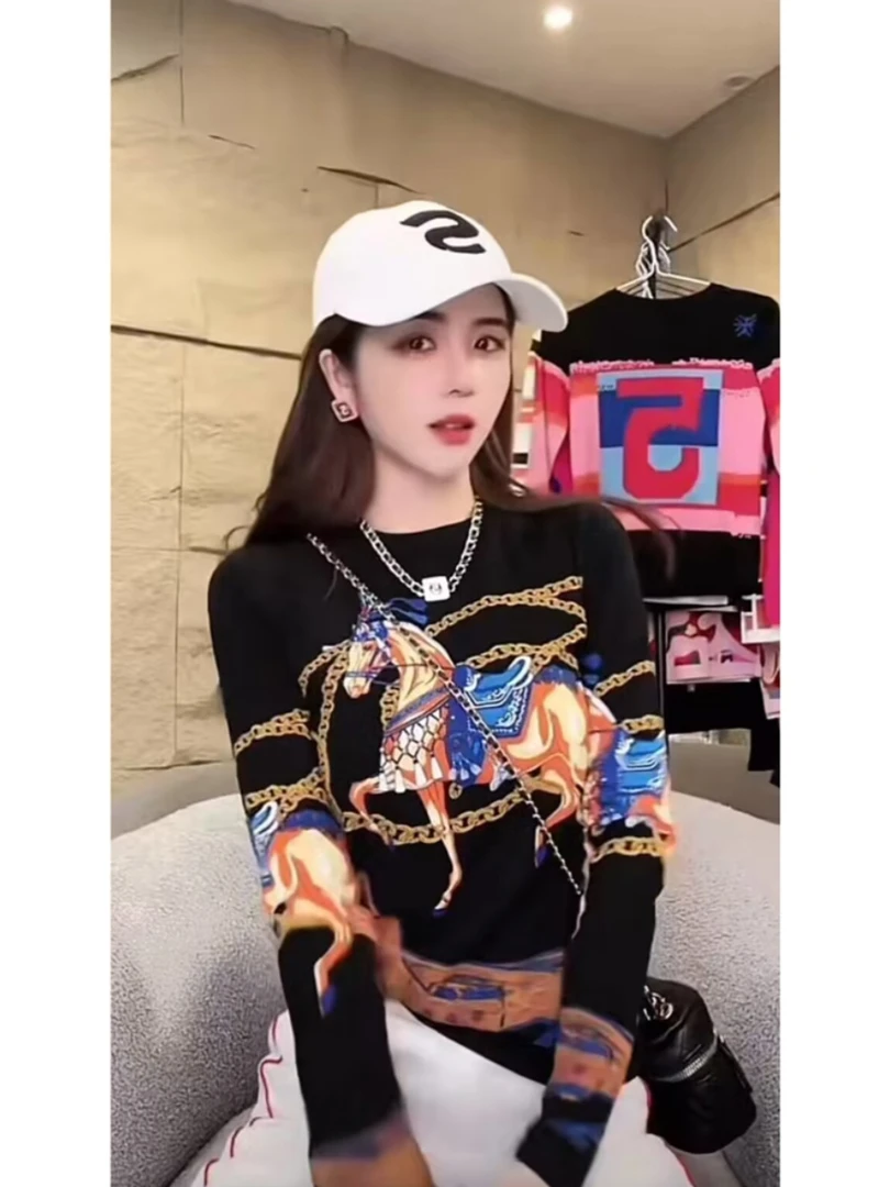 【楠楠】2023 新款百搭T恤简约显瘦长袖上衣YM6357