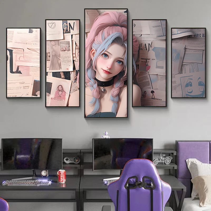 《金克斯五联》客厅卧室装饰画背景挂画竖版-铝合金边框装裱