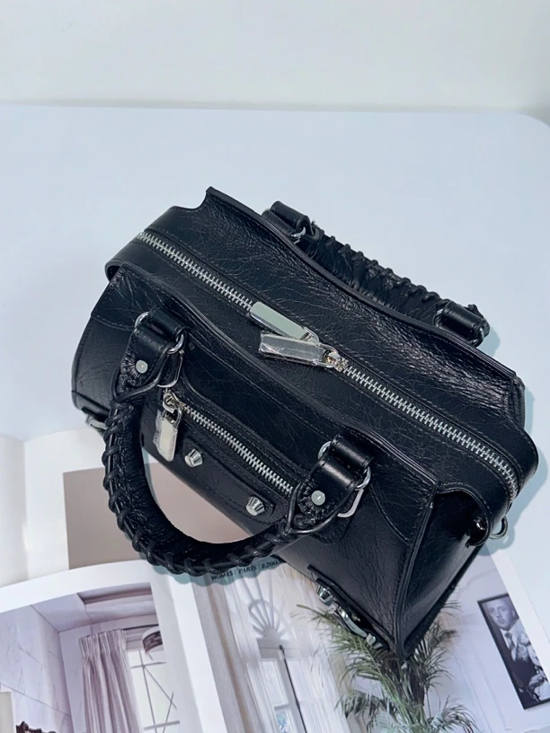 栢佳B J头层爆裂纹牛皮时尚百搭手拎包斜挎真皮女包潮流小包包