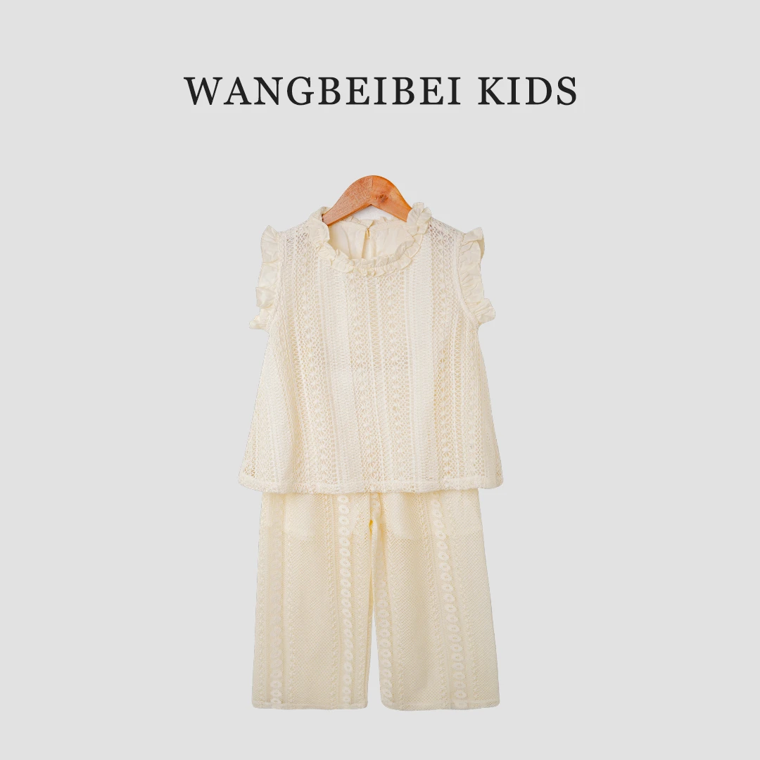 小菲特童装夏季新款女童中小童夏款无袖韩系镂空套装  HTX40882