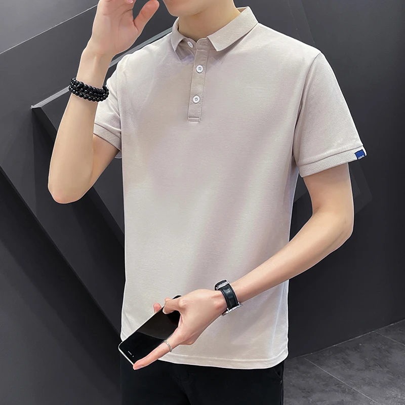 夏季修身纯色简约百搭翻领T恤衫