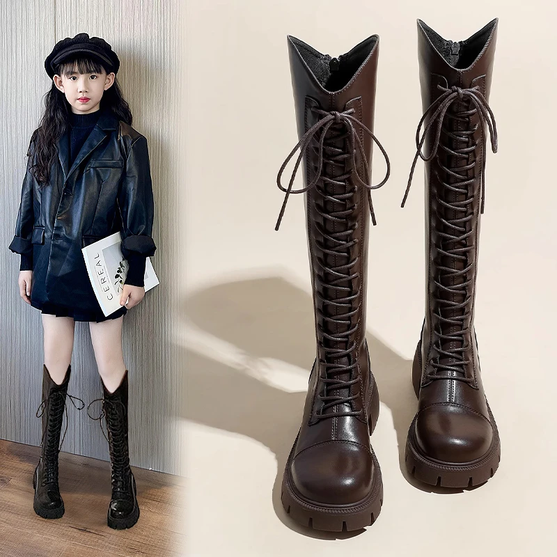 女童靴子2025秋冬新款儿童长筒靴韩版长靴中大童小女孩加绒骑士靴