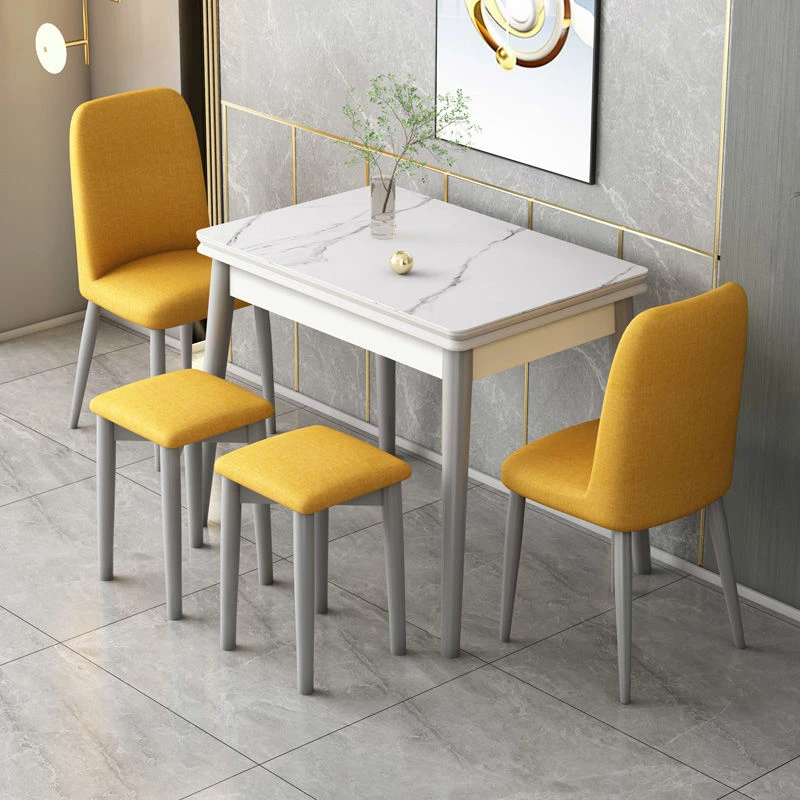 可伸缩折叠式岩板餐桌椅家用小户型实木2024新款长方形吃饭桌子