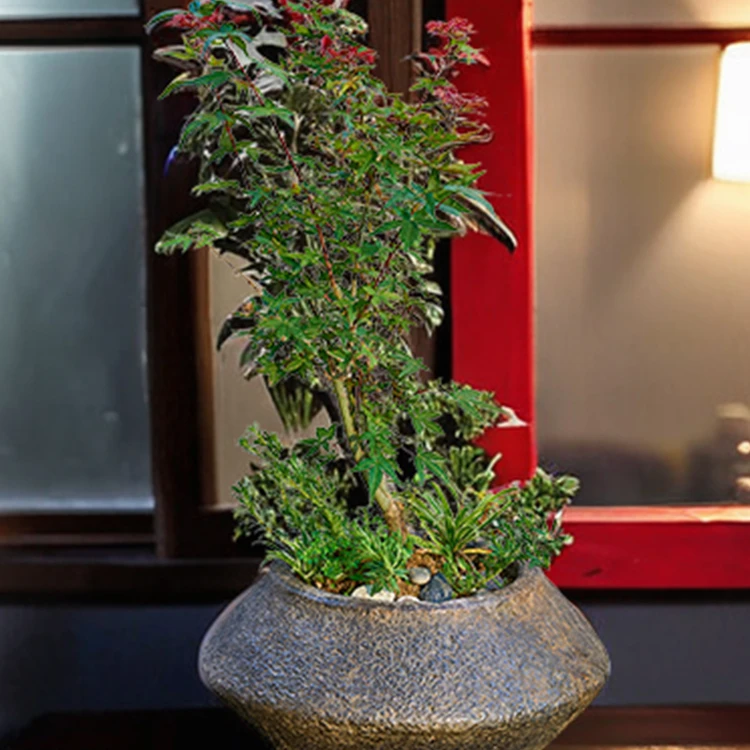 石锦坊  算盘子花器 流水石雕摆件