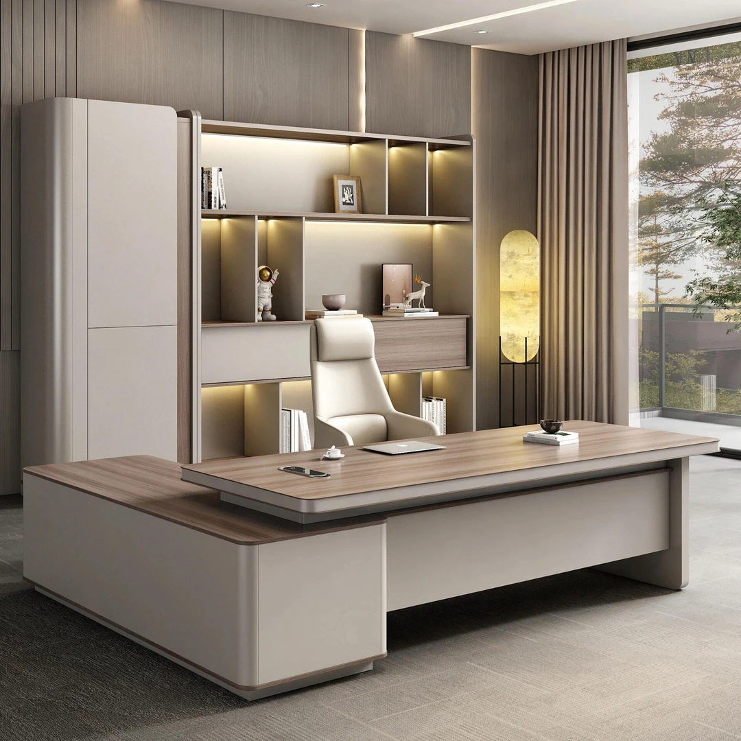 新中式办公老板桌轻奢高档大班台总裁桌现代简约经理主管桌椅组合