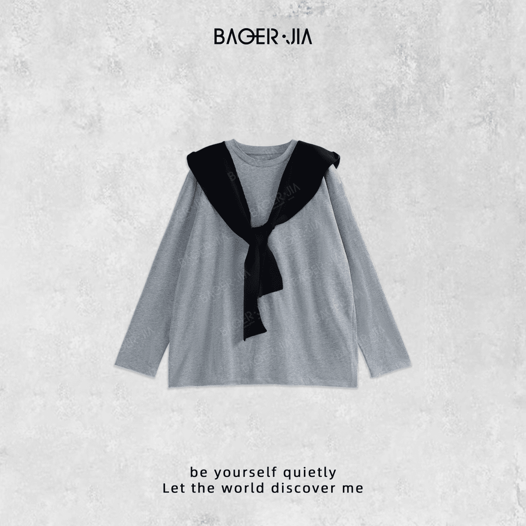 88-宝儿家含幂BL56724307早秋新款穿搭减龄学院风假两件连帽上衣