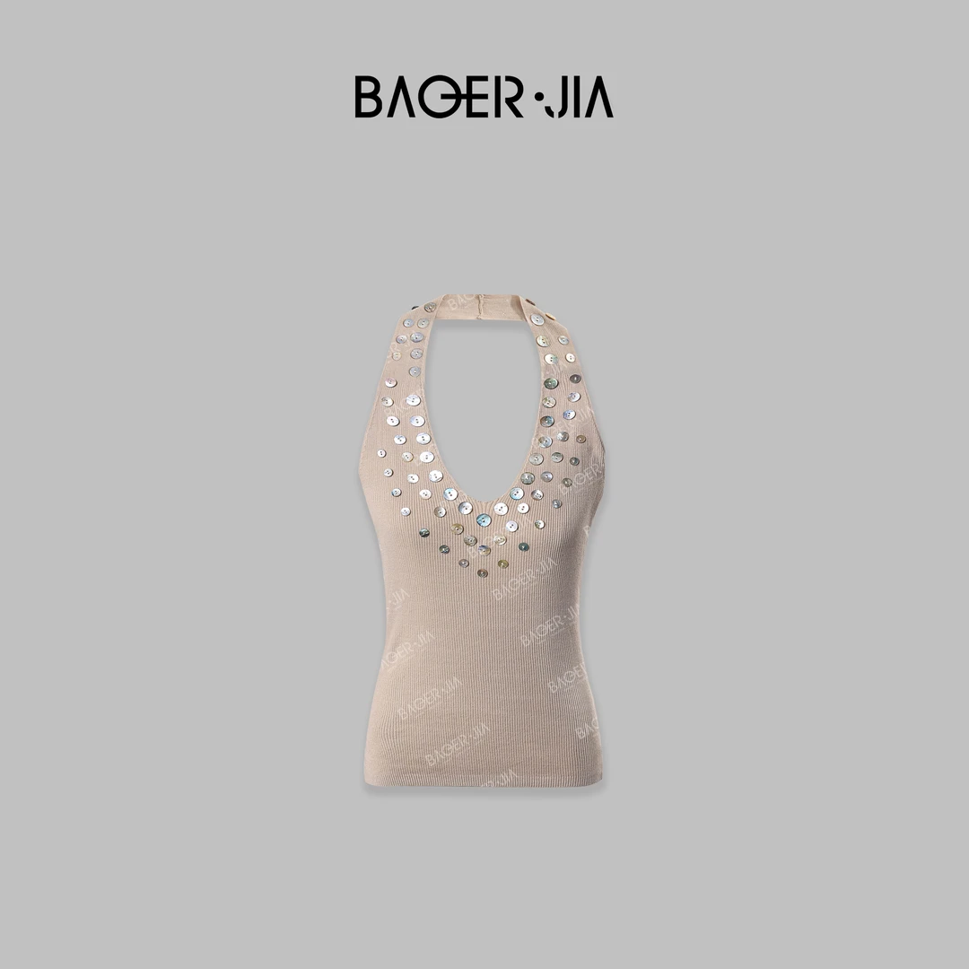 3-【贝壳】宝儿家BG14924205夏季穿搭度假风手工缝制装饰设计小衫