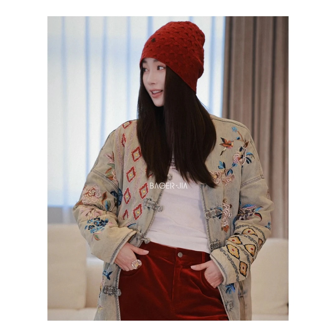 88-宝儿家含幂BA107024411冬季新款牛仔碰撞国风春归报喜燕外套