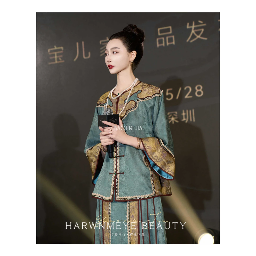 7-【传承系列】宝儿家BF30224205夏季款国潮风桑蚕丝雍容华贵裙装