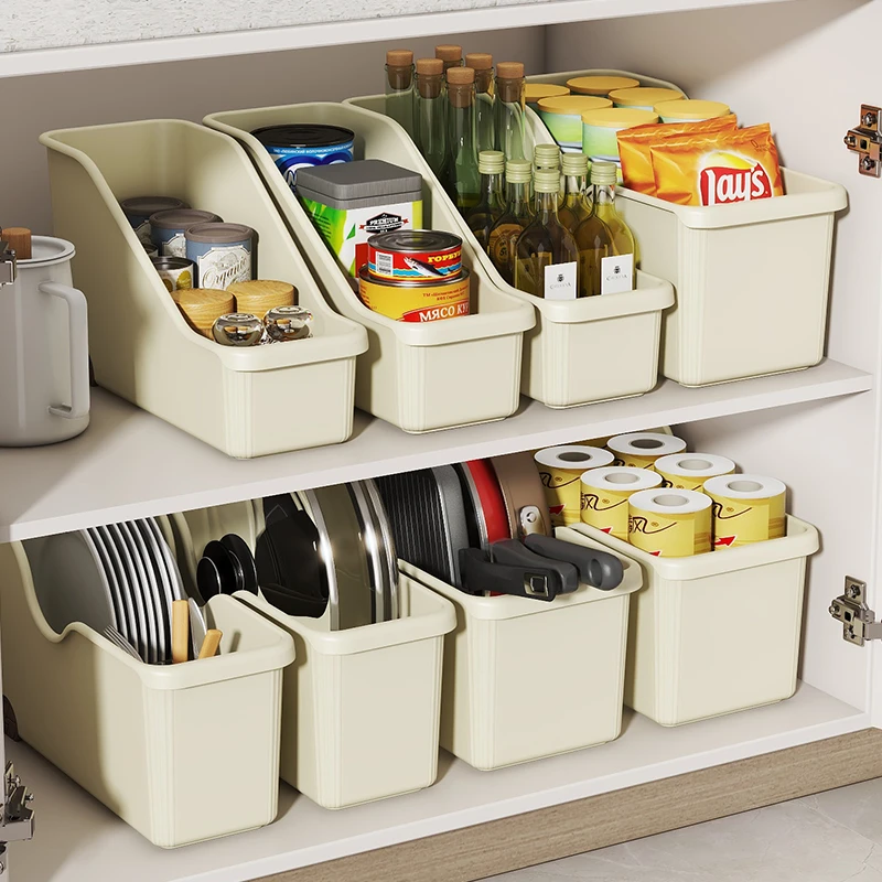 家用厨房锅具收纳盒带滑轮调料杂物收纳锅盖收纳筐桌面杂物储物盒