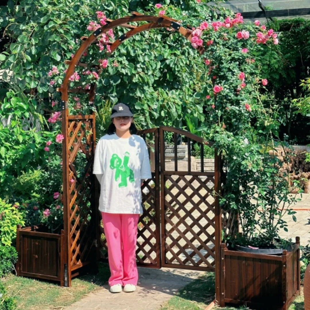【庭院门拱形】防腐木拱门花架实木爬藤架庭院花园装饰葡萄架花园门