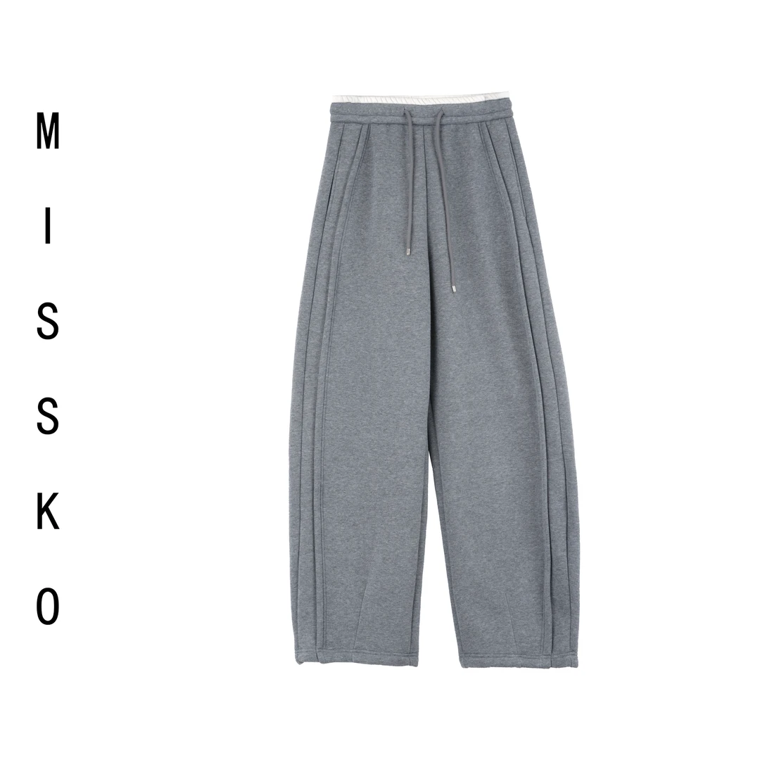 【哈迪专属】 加厚加绒卫裤 秋冬抽绳百搭直筒弯刀宽松撞色K8529