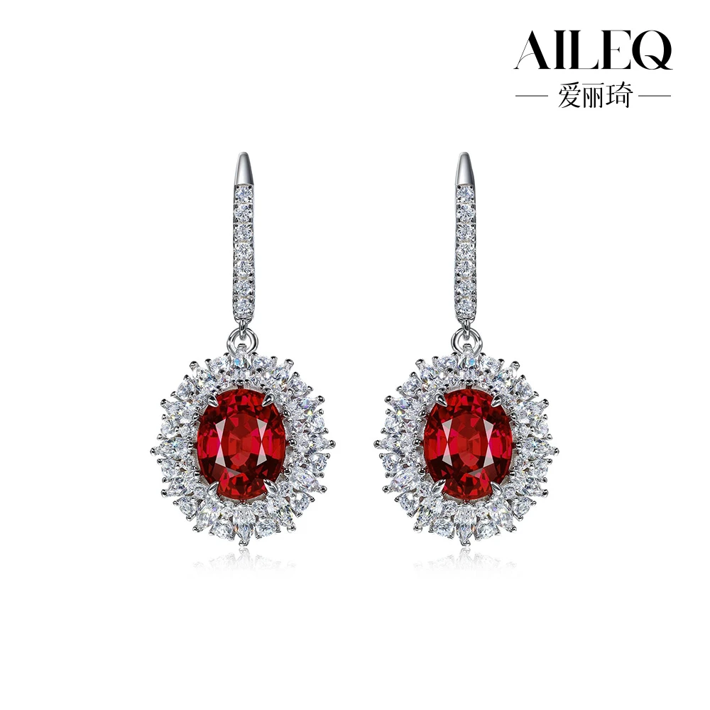 AILEQ 925银耳饰 鸽子血红轻奢精致中国红经典重工耳饰耳环耳钩款