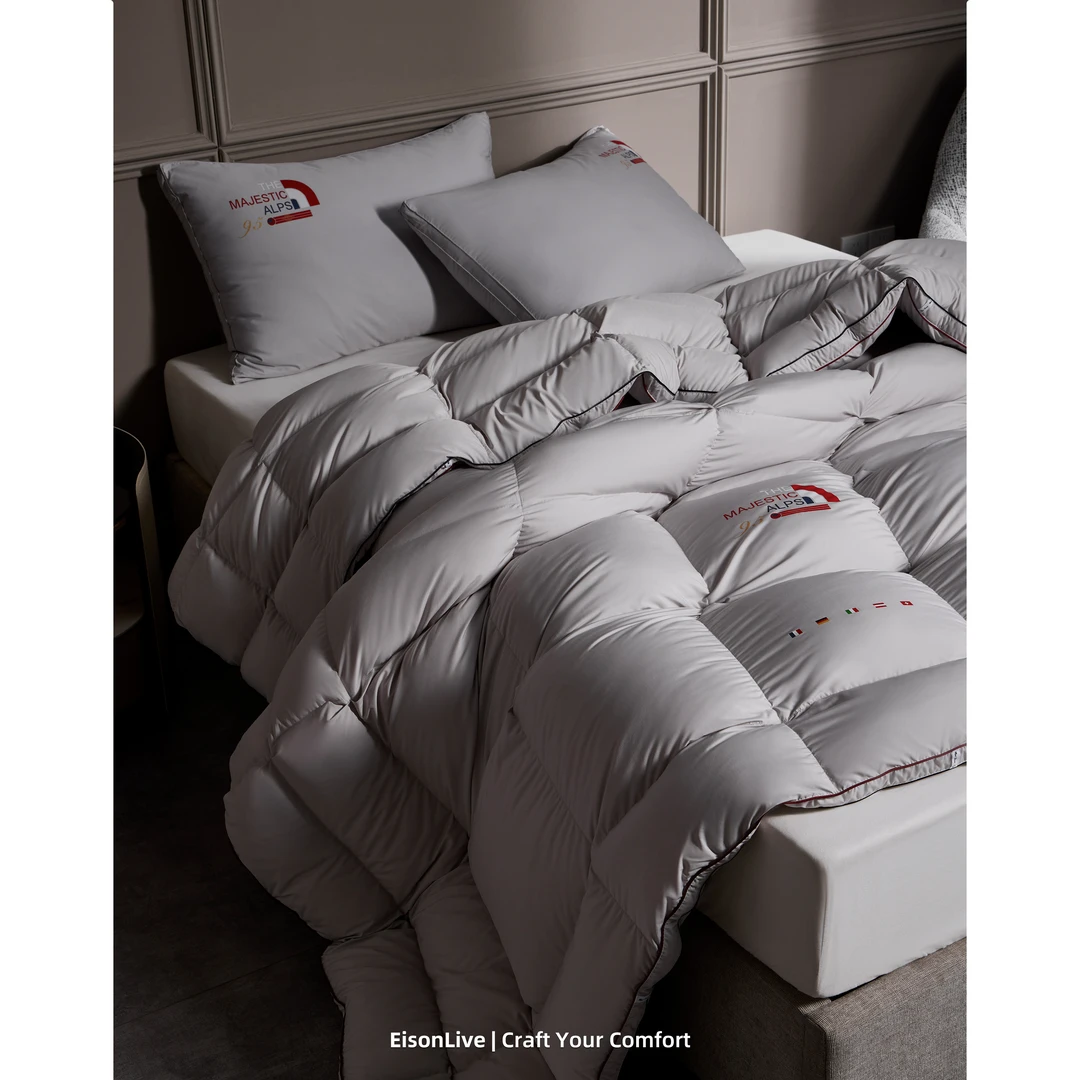 德绒布鲁塞尔鹅绒被 95白鹅绒冬被加厚保暖被子被芯超柔超静音