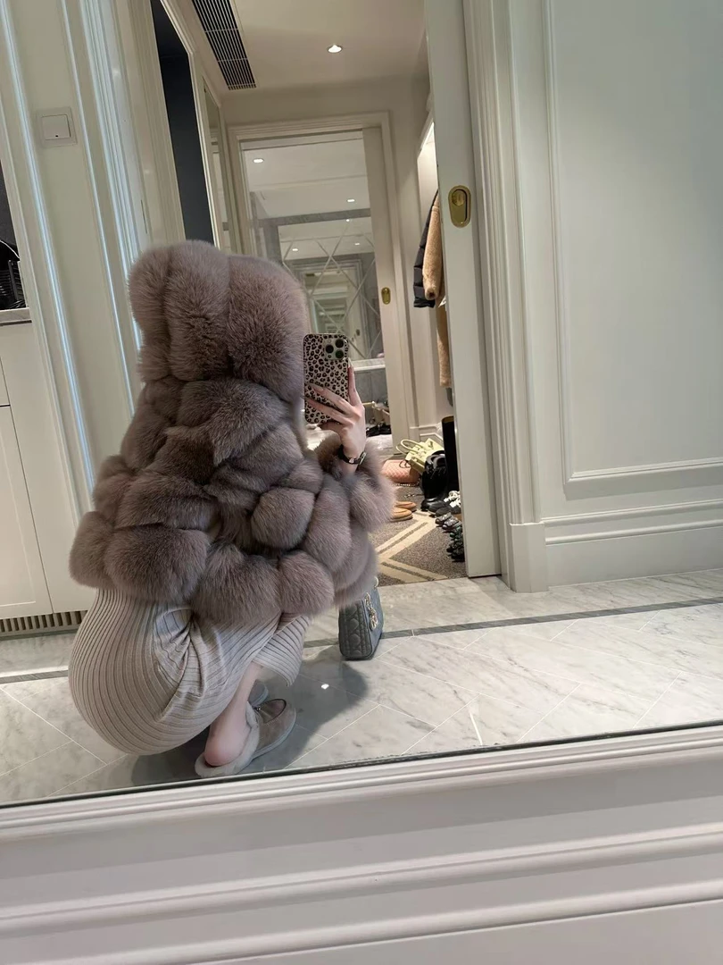 琴琴MIKA&樱紫恋人高定版连帽长袖皮草