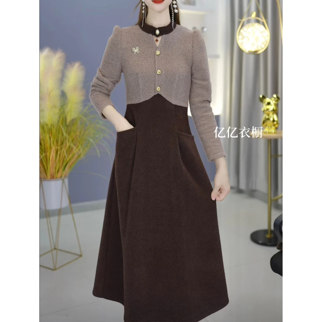 【宠粉定制】A666图片色连衣裙优雅气质时尚收腰显瘦秋冬设计感