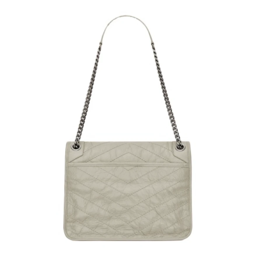 杨家 niki 复古褶皱 流浪包链条包 中号白色6596