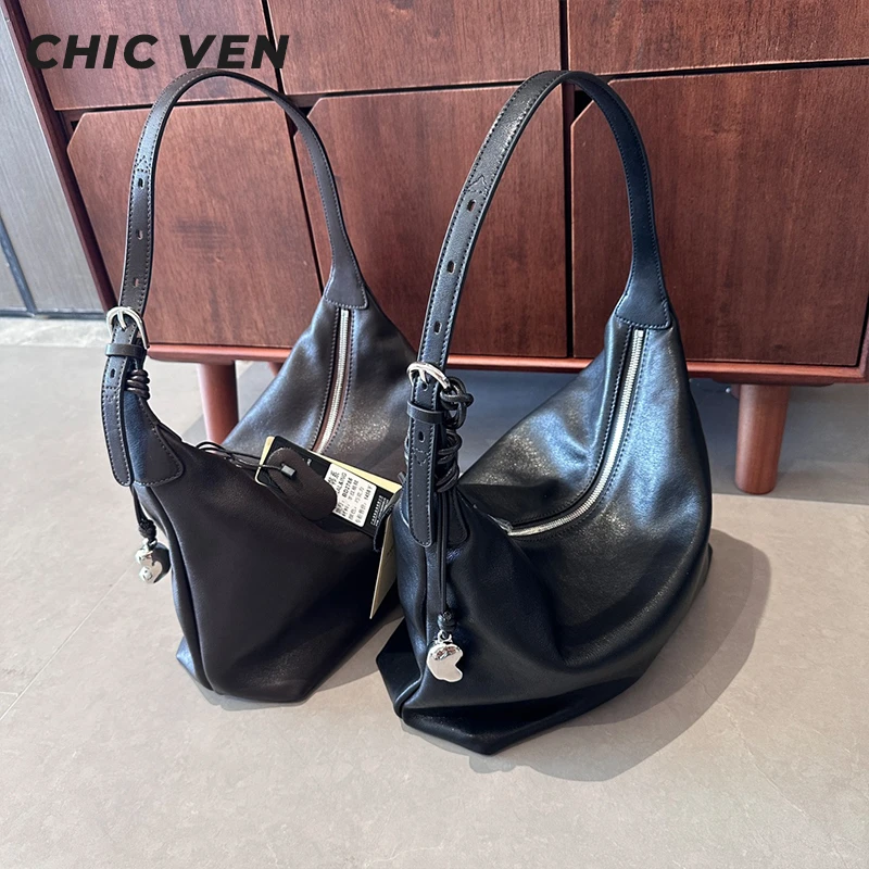 CHIC VEN欧美复古时尚包包女士牛皮大容量单肩包通勤腋下包2785