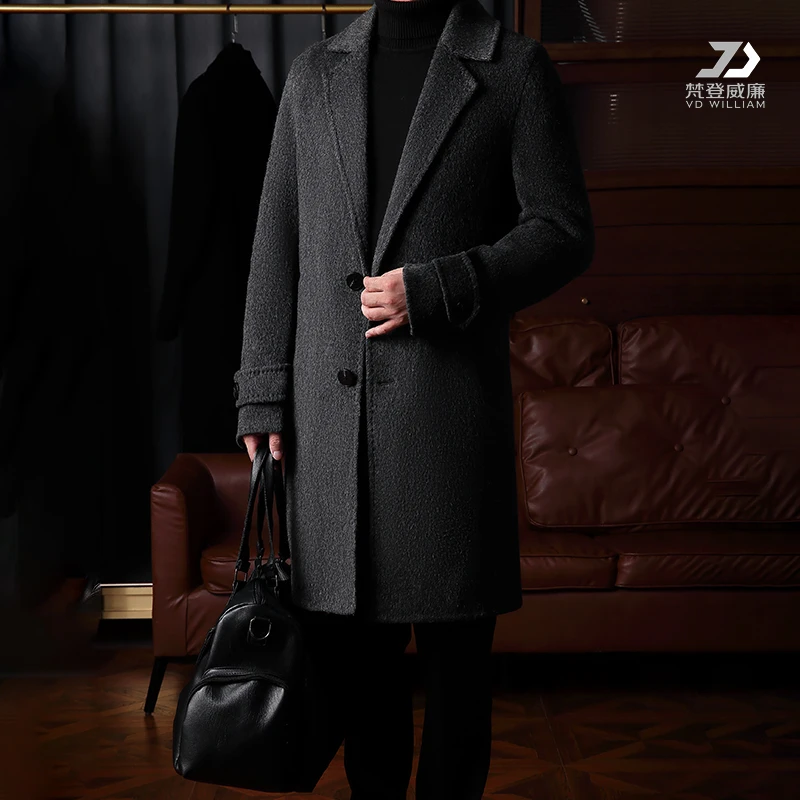 羊驼毛双面呢大衣男士休闲中长款加厚商务216
