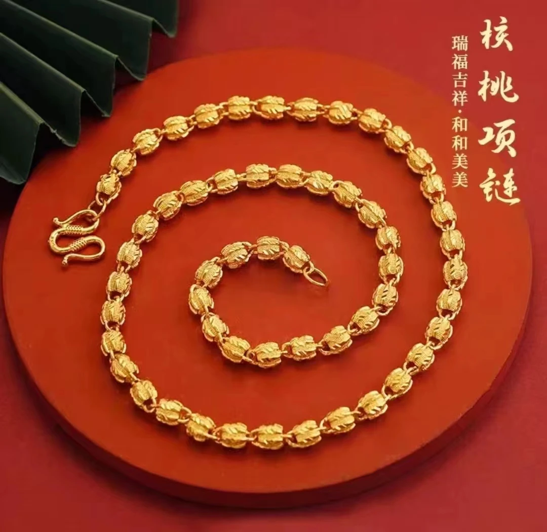 合金项链 新款核桃实心项链霸气时尚潮流经典