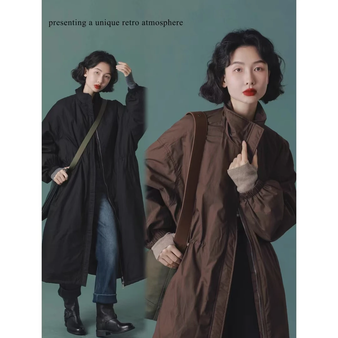 IVYYANG立领白鹅绒长款羽绒服女冬季中长款大衣保暖厚实外套