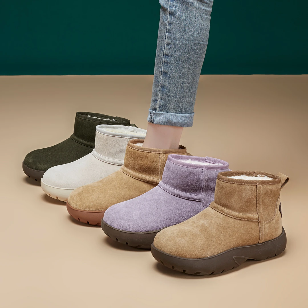 OL452真皮冬季原创棉靴年新款软底敲软敲舒适防滑轻便女单靴