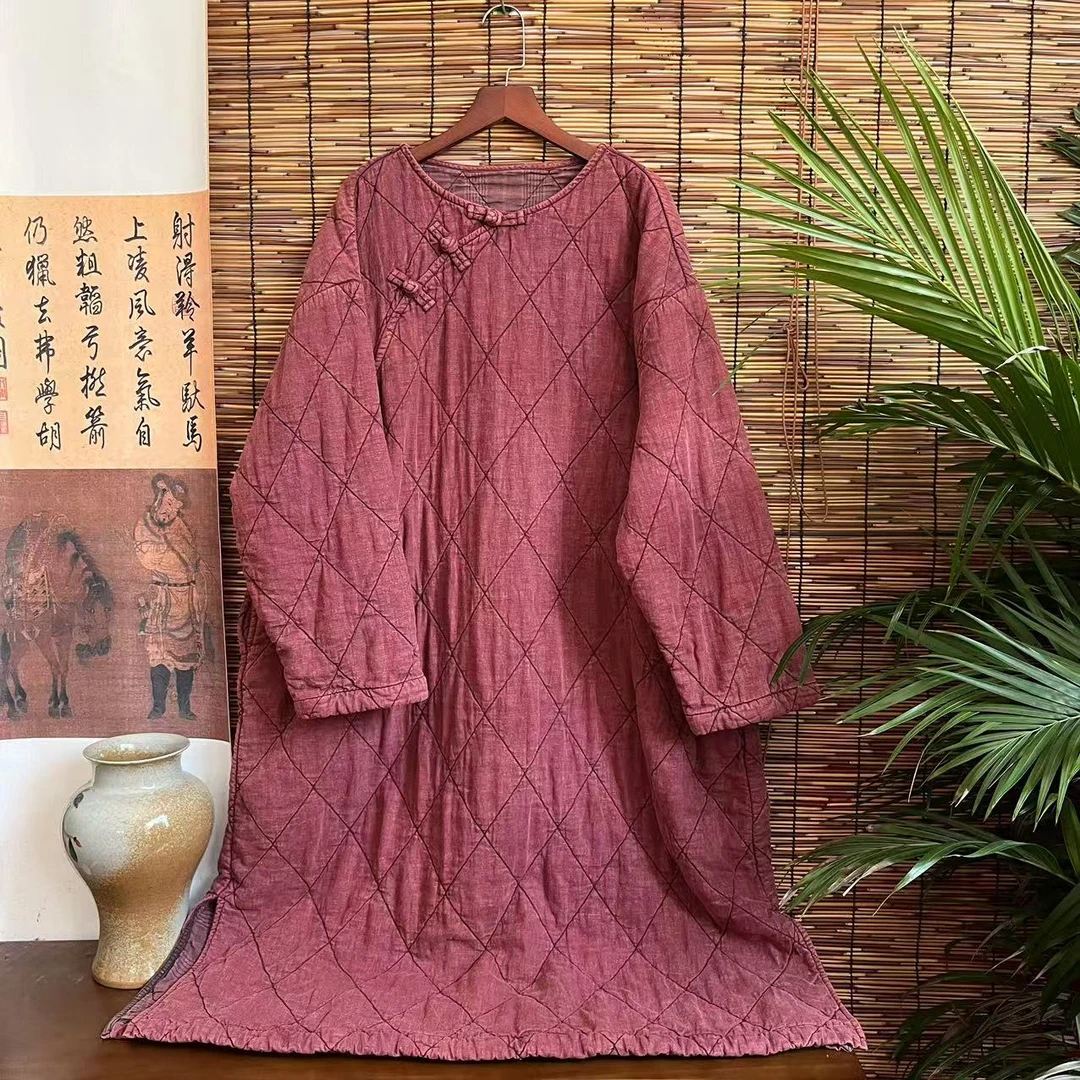 【大梅子推荐】设计款亚麻盘扣棉服X5866