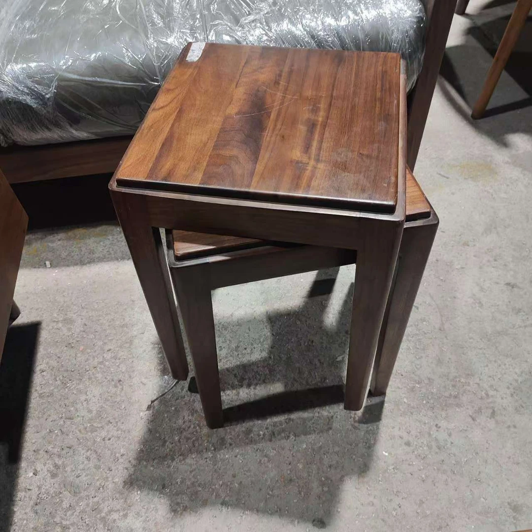 北美黑胡桃小方凳轻奢时尚新中式简约北欧胡桃色原木色方几轻奢