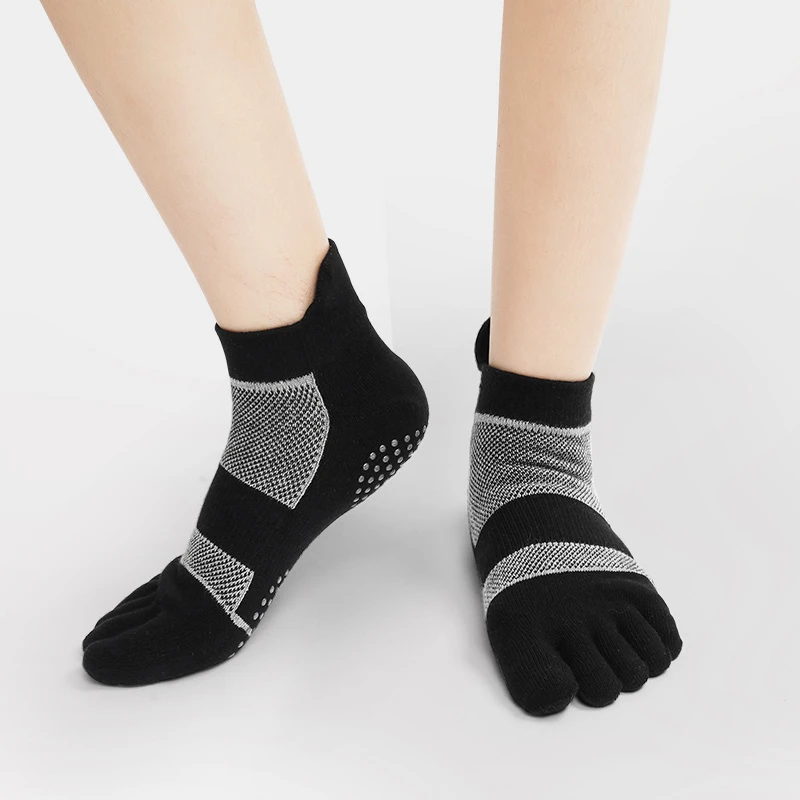 秋冬男士短筒透气五指瑜伽袜子硅胶防滑普拉提袜运动健身分趾袜