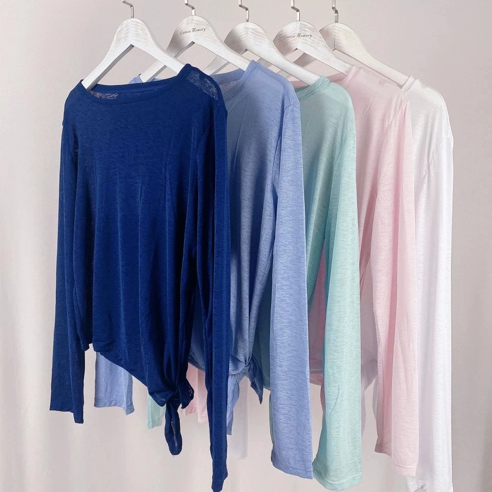 轻薄半透明网纱衣服女宽松瑜伽运动罩衫透气速干长款跑步上衣T恤