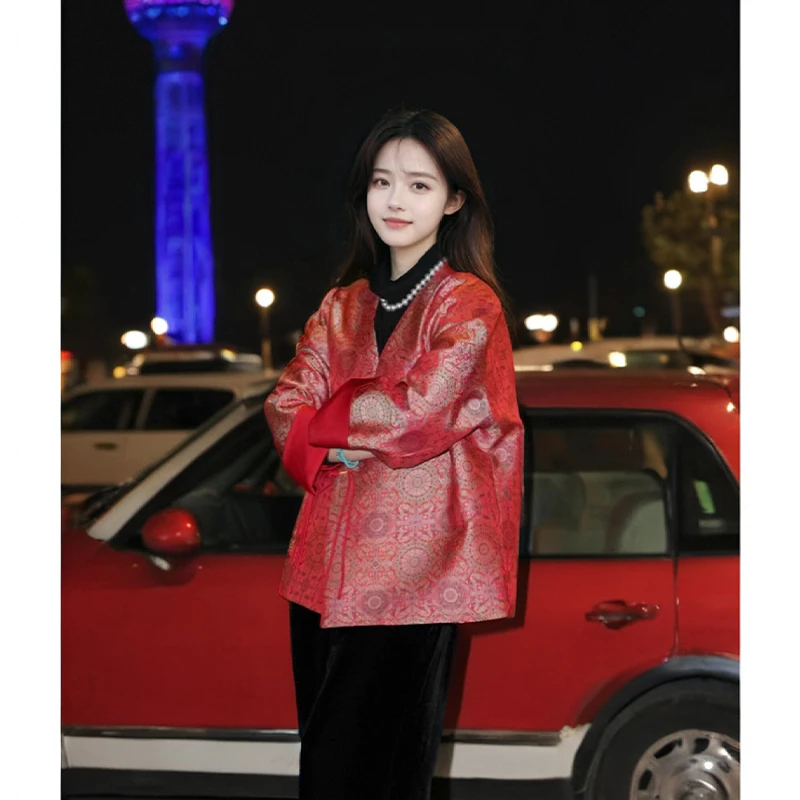 红色系“八达晕”非遗宋锦新中式外套女100桑蚕丝高端上衣秋CS1965