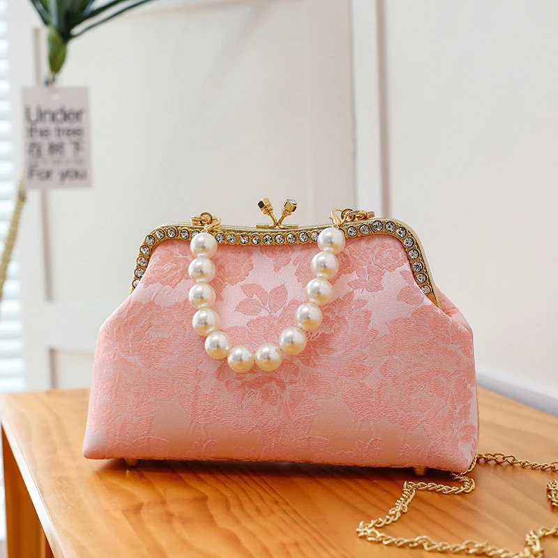 【花样年华】新中式国风旗袍马面裙搭配珠串手提斜挎单肩包刺绣A308