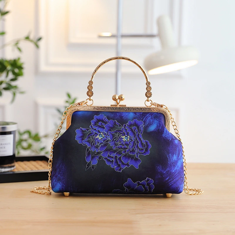 【梦兰牡丹】新中式国风马面裙旗袍搭配时尚复古手提斜挎单肩包A305