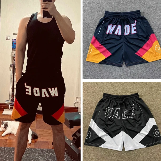 韦德美式篮球短裤不过膝透气四分裤男夏运动健身跑步训练运动裤子