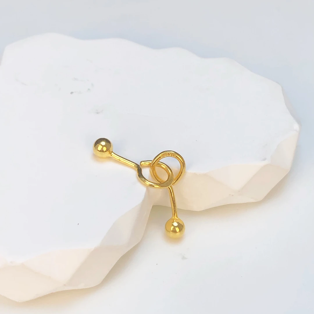 1- ES【秀秀专享】足金999 镜面豆豆耳钉