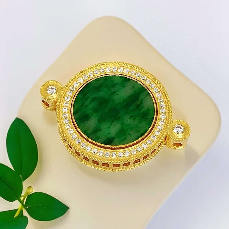 【聚鑫黄金】足金999镶嵌转动绿牌多戴吊坠（手链）轻盈转动，动态美感