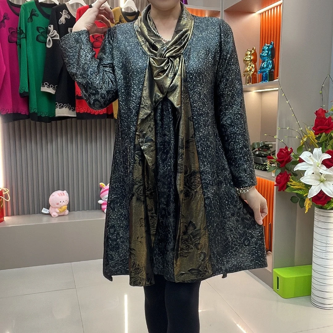 无品牌008新款加肥加大中长款大衫