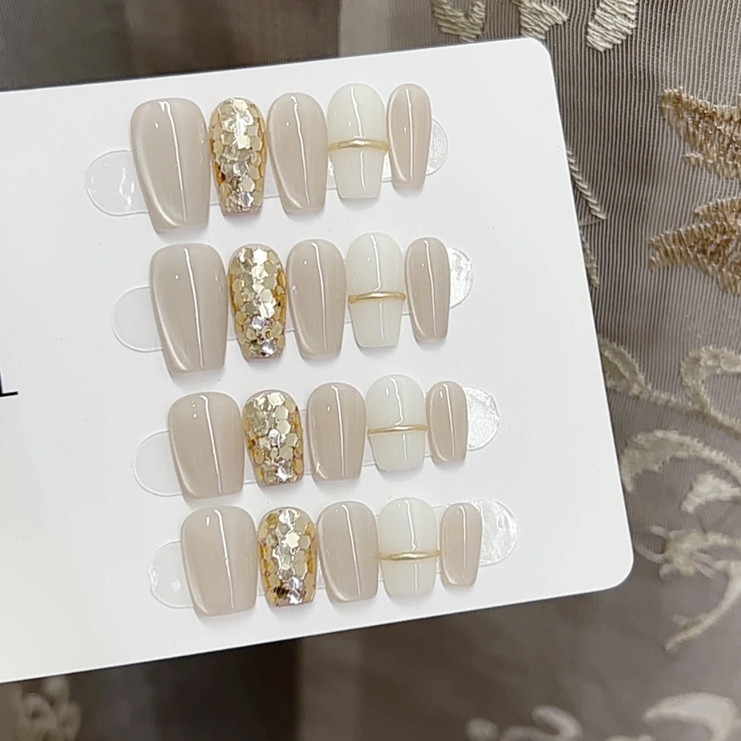 纯手工光疗穿戴甲猫眼奶芙芙使用美甲尤莱特