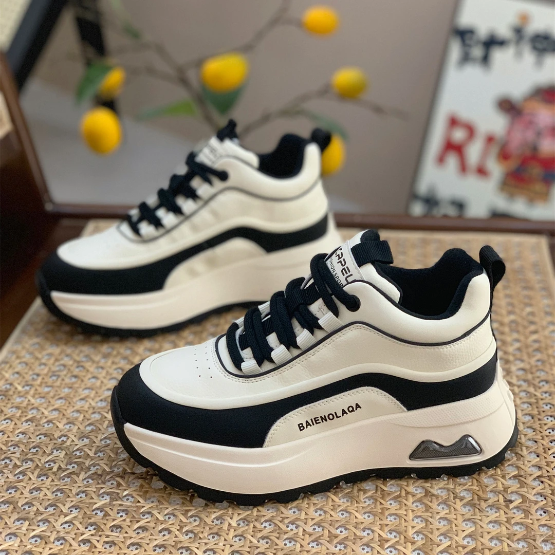 小众设计感真皮老爹鞋女2024秋季新款厚底显脚小阿甘鞋轻便小白鞋