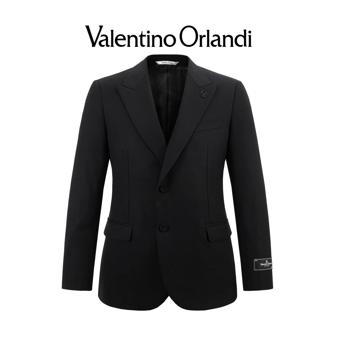 Valentino orlandi男士春秋A版时尚百搭金属圆标商务休闲西服外套