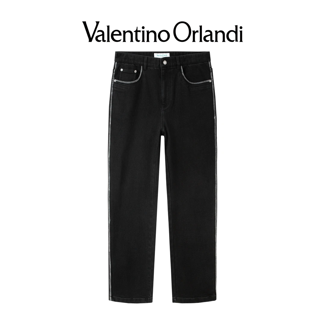 Valentino orlandi男士时尚百搭黑色宽松休闲裤