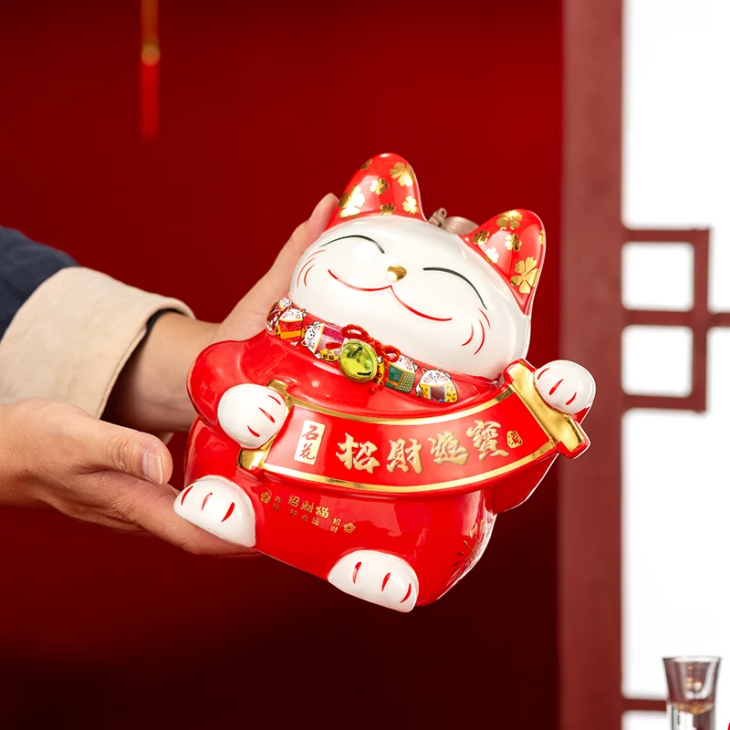 石花招财猫酒【酒厂直发】53度清香型1.5L大坛装白酒53度1500mL