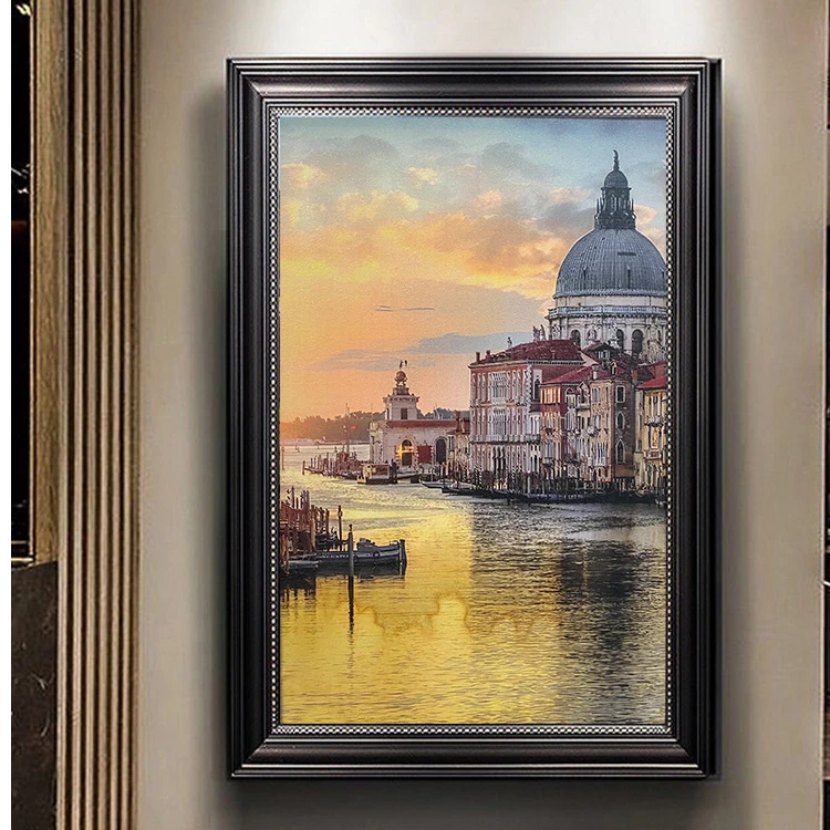 270美式客厅玄关轻奢入户沙发背景墙装饰画走廊过道挂画风景落地