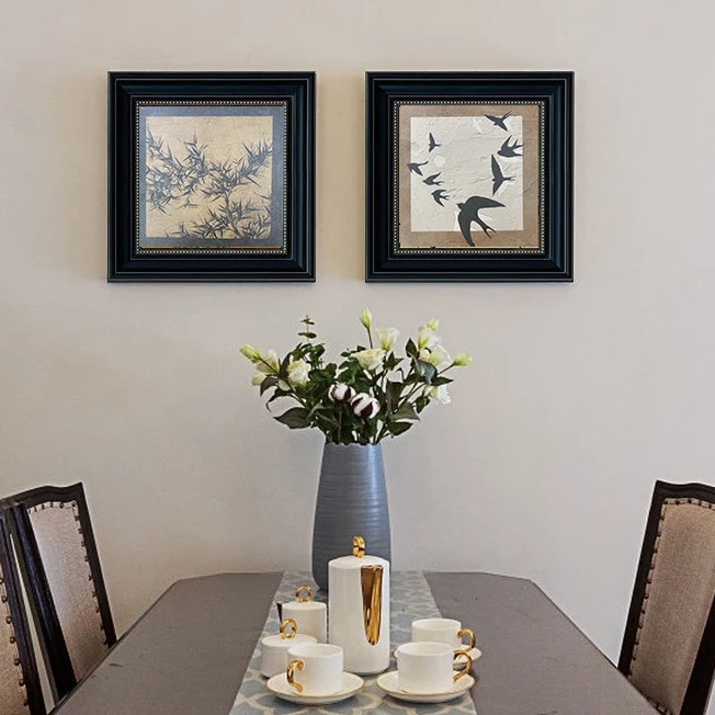 226法式复古客厅装饰画中古餐厅背景墙挂画组合小众卧室二联壁画