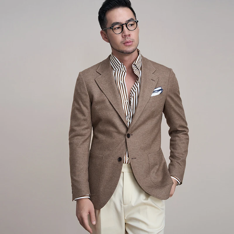 【轻盈弹力针织羊毛】气质单排扣男商务休闲便西四季西服外套