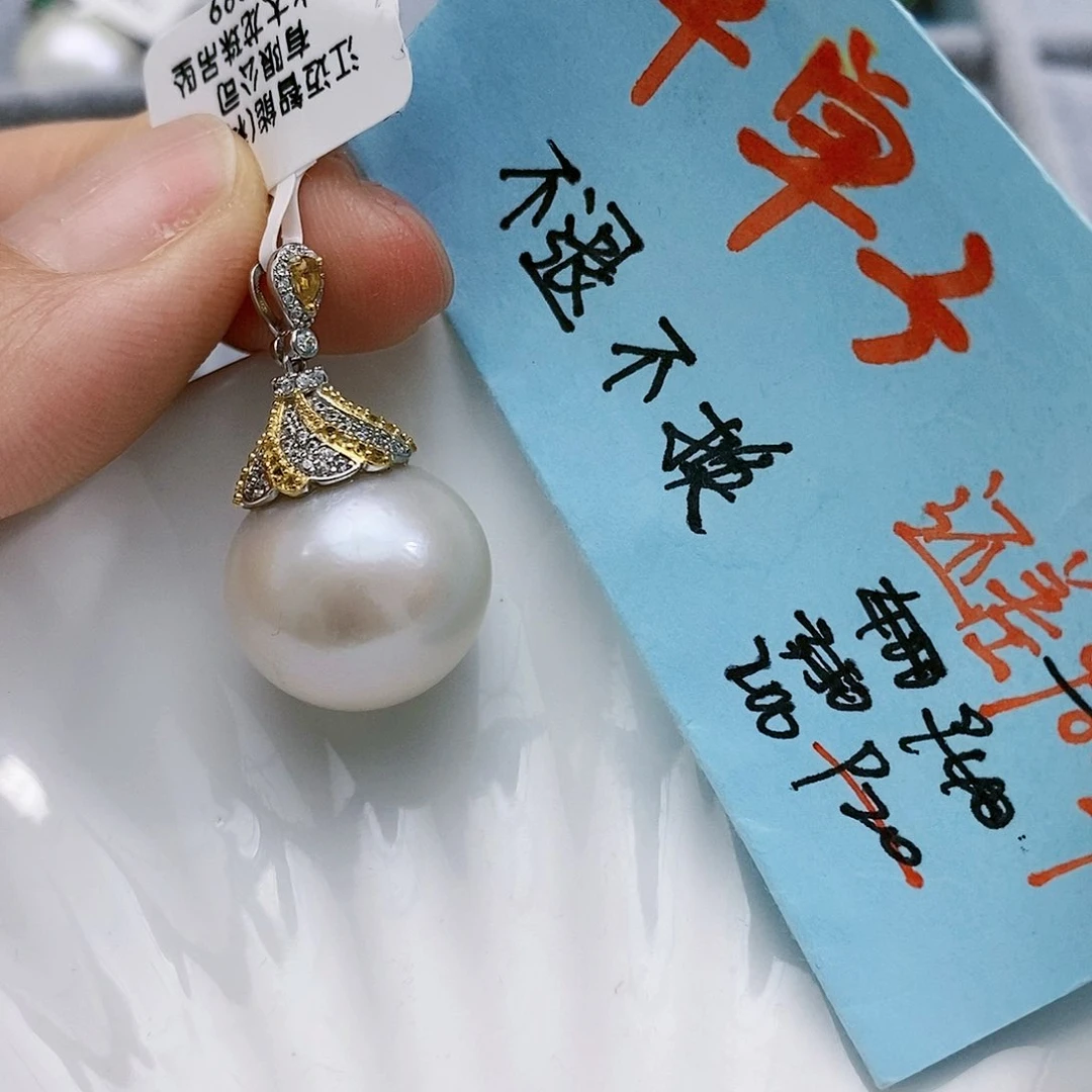 淡水珍珠特价不退不换淡水珍珠超大17.6银S925镶嵌