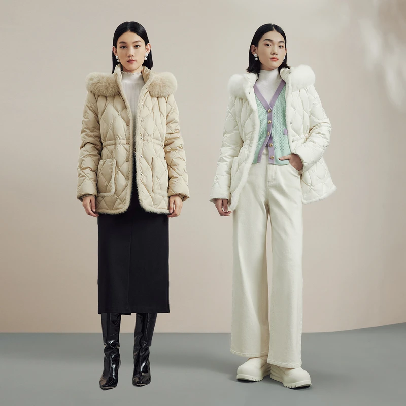 LIME/莱茵冬季商场同款保暖鹅绒羽绒外套连帽双色LMFD9BOHC003