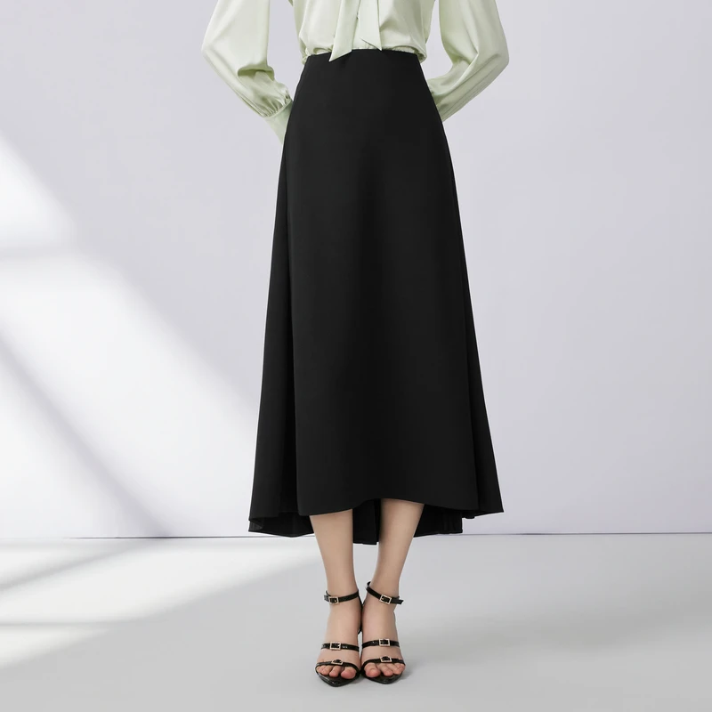 【粉丝专属】秋季优雅垂坠感半身长裙黑色LDFC6BWSK801